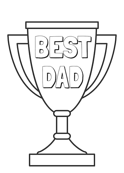 Printable Fathers Day Cards Best Dad Trophy to Color