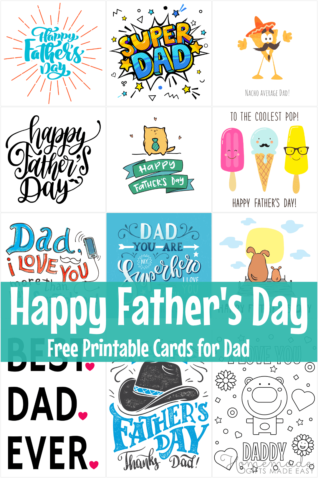 gratis afdrukbare vaderdagkaarten - 70 ontwerpen