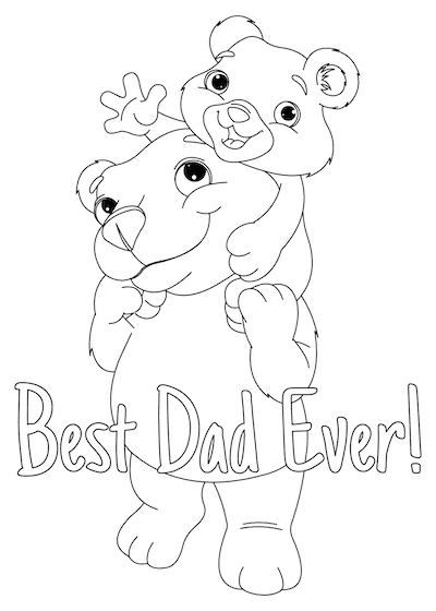 Printable Fathers Day Cards Cute Bear Cub to Color