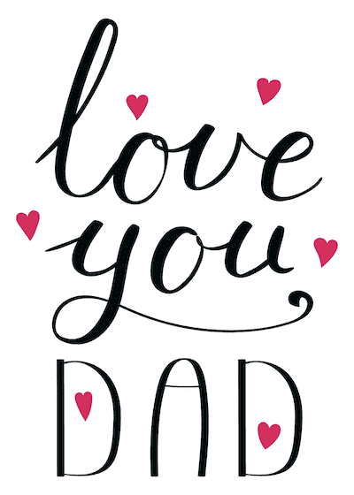 Printable Fathers Day Cards Love You Dad Red Hearts