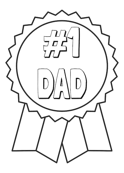 Printable Fathers Day Cards Number 1 Dad Ribbon to Color