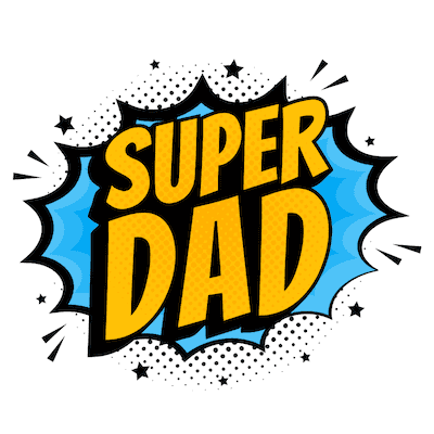 Printable Fathers Day Cards Super Dad Comic Yellow Blue