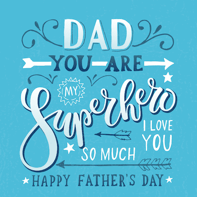 Printable Fathers Day Cards Superhero Word Art