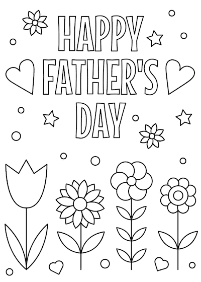 Printable Fathers Day Cards to Color Flowers for Kids