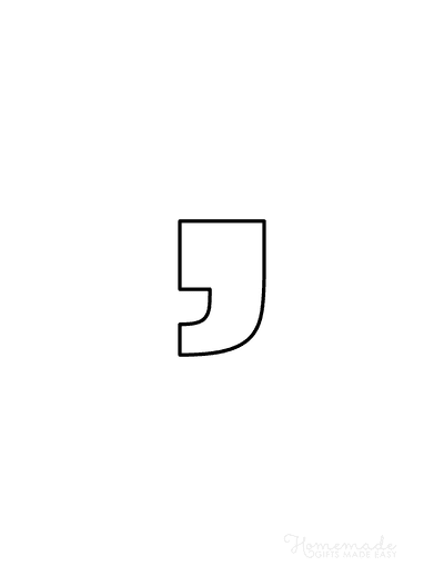 Printable Letter Stencils Block Style Symbol Comma