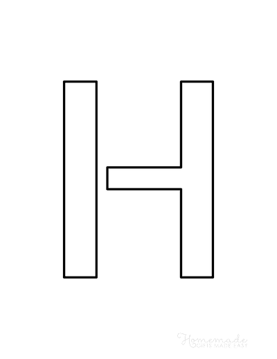 Printable Letter Stencils Narrow Style Uppercase H