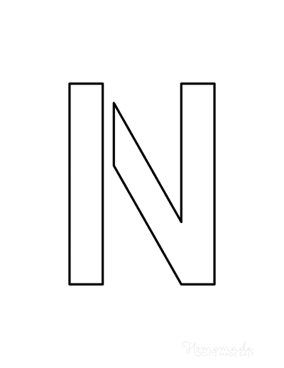 Printable Letter Stencils Narrow Style Uppercase N