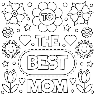 Printable Mothers Day Card 5x5 Best Mom Coloring