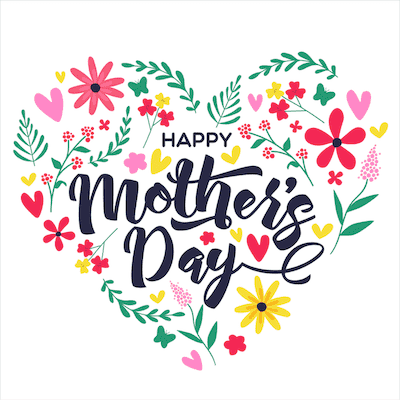 Printable Mothers Day Card 5x5 Floral Heart