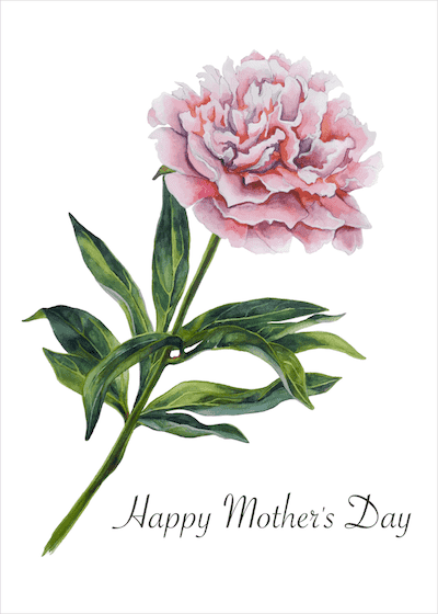 Printable Mothers Day Cards 5x7 Peony Watercolor