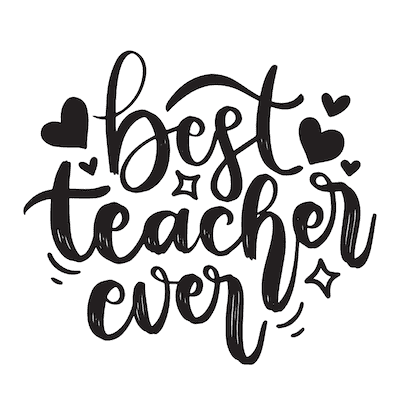 Printable Thank You Cards Best Teacher Ever Black White Hearts
