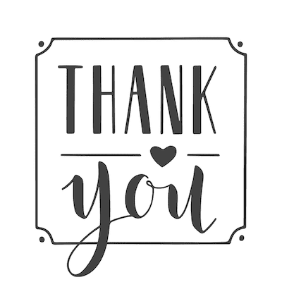 Printable Thank You Cards Black Font Heart