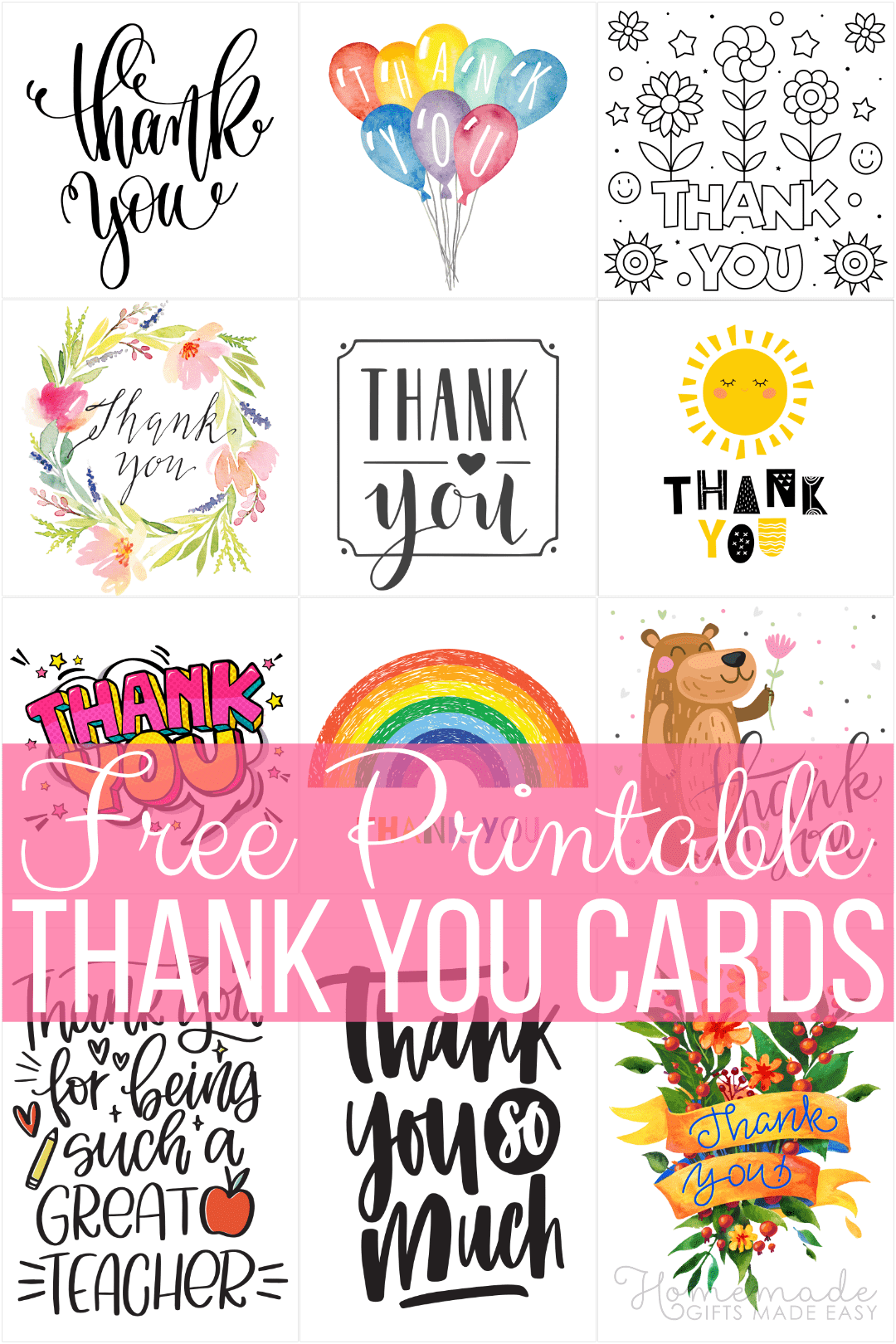 20 Free Printable Thank You Cards - Stylish High Quality Designs For Thank You Notes Templates