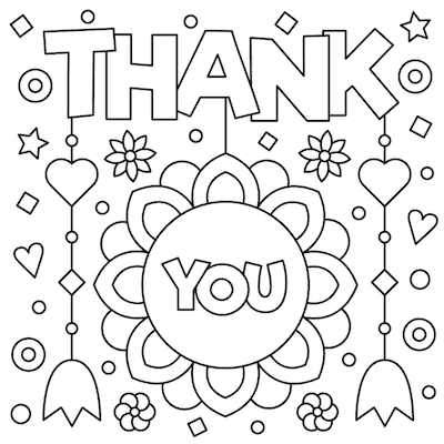Printable Thank You Cards Coloring Flowers