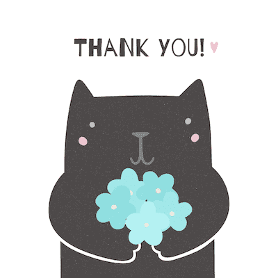 Printable Thank You Cards Cute Cat Flowers
