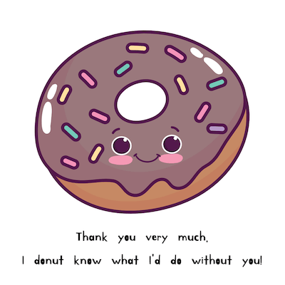 printable thank you cards - Donut know how to thank you