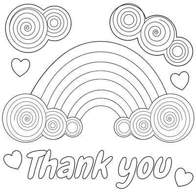 Printable Thank You Cards Doodle Rain Clouds Sun Rainbow