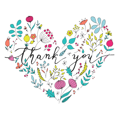 Printable Thank You Cards Flowers Leaves Heart