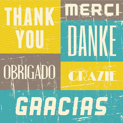 Printable Thank You Cards Languages Blue Yellow