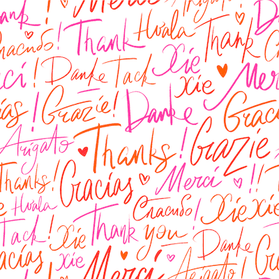 Printable Thank You Cards Languages Colorful Text