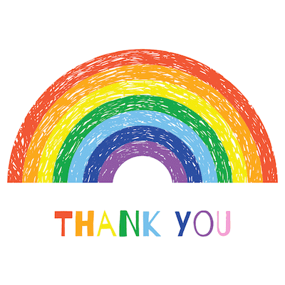 Rainbow Colours Personalised Birthday Party Thank You Cards 