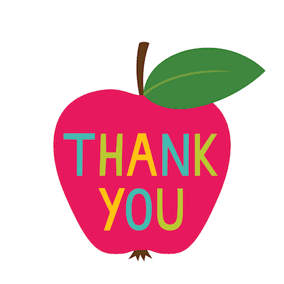 Printable Thank You Cards Red Apple for Teacher