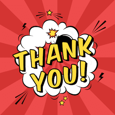 Printable Thank You Cards Red Comic Explosion