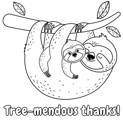 Printable Thank You Cards Sloth Mom Baby