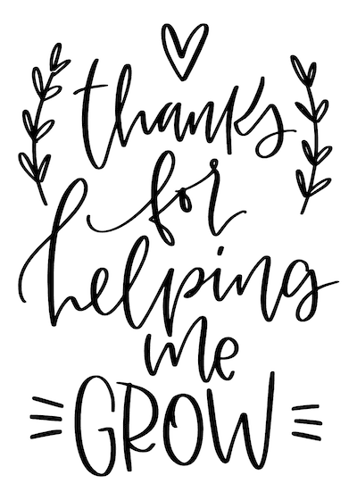 Printable Thank You Cards Thanks for Helping Me Grow