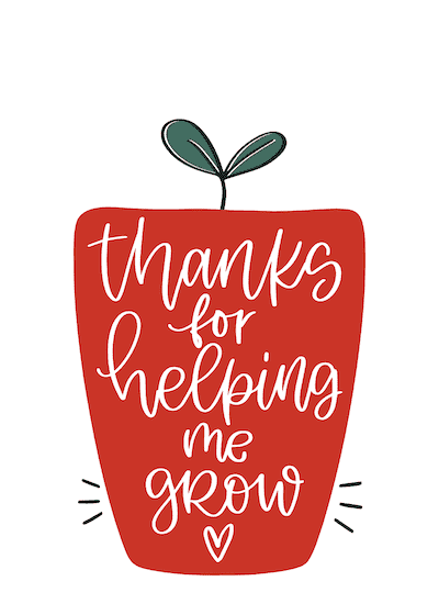 Printable Thank You Cards Thanks for Helping Me Grow Seedling Plant