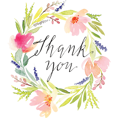 Printable Thank You Cards Watercolor Wreath Handwritten