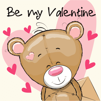 Printable Valentine Cards Be My Valentine Cute Bear 5x5