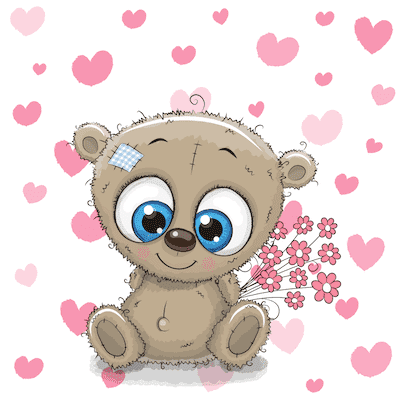 Printable Valentine Cards Cute Bear Flowers 5x5