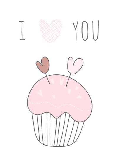 Printable Valentine Cards Cute Cupcake 5x7
