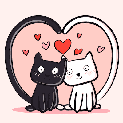 Printable Valentine Cards Cute Love Cats 5x5
