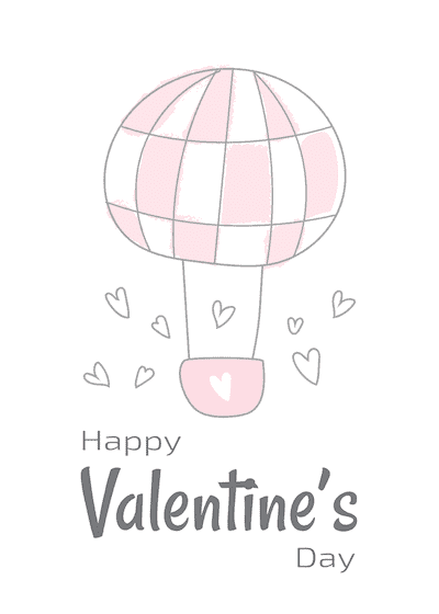 Printable Valentine Cards Happy Day Balloon 5x7