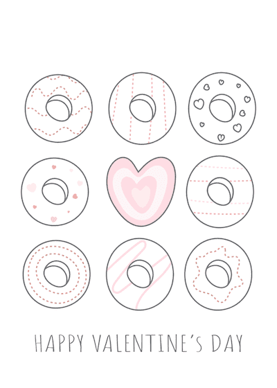 Printable Valentine Cards Happy Day Donuts 5x7