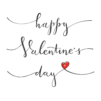 Printable Valentine Cards Happy Day Script With Heart 5x5