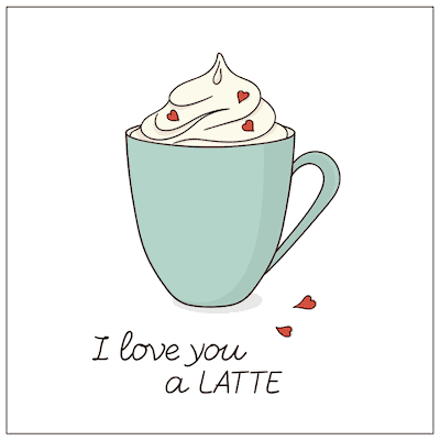 Printable Valentine Cards Love You a Latte 5x5