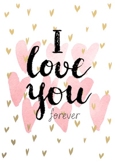 Printable Valentine Cards Love You Forever Pink Watercolor 5x7