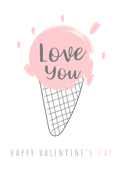 Printable Valentine Cards Love You Icecream 5x7