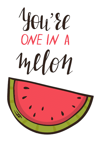 Printable Valentine Cards One in a Melon 5x7