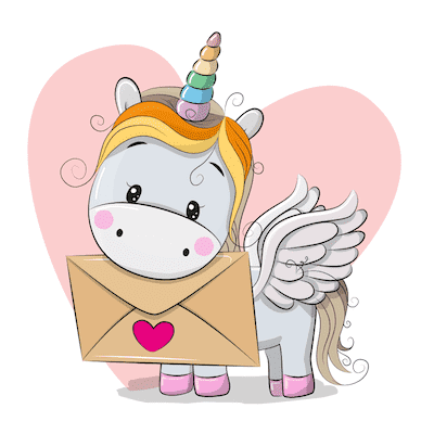 Printable Valentine Cards Rainbow Unicorn 5x5