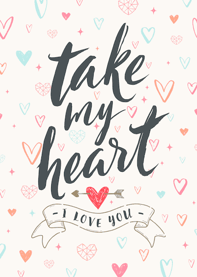 Printable Valentine Cards Take My Heart 5x7