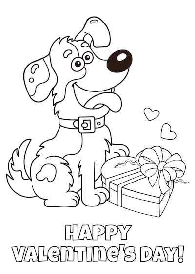Printable Valentine Cards to Color Cute Puppy Heart Box