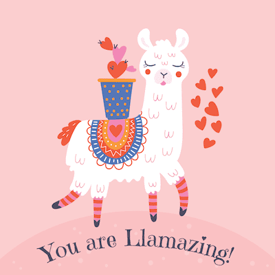 Printable Valentine Cards You Are Llamazing Cute Llama
