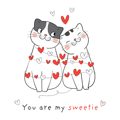 Printable Valentine Cards You Are My Sweetie Cute Cats