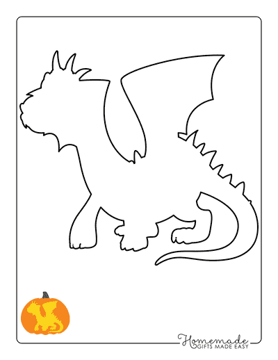 Pumpkin Carving Stencils Cute Dragon Outline
