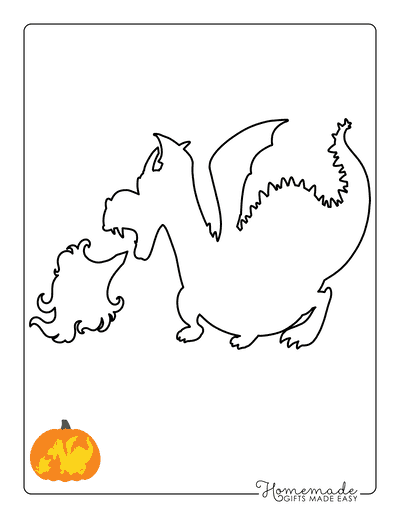 Pumpkin Carving Stencils Dragon Breathing Fire Outline