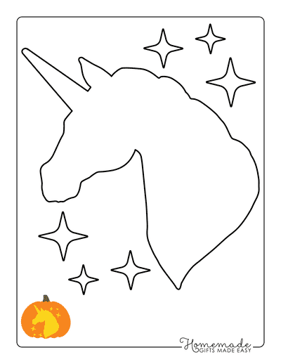 Pumpkin Carving Stencils Easy Unicorn Head
